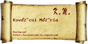 Kovácsi Mária névjegykártya