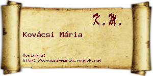 Kovácsi Mária névjegykártya